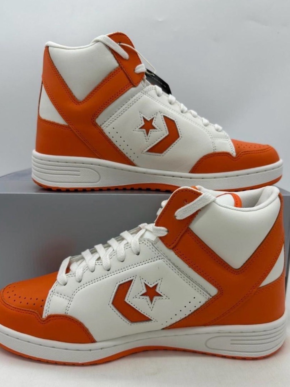 Converse Weapon Mid White and Orange Retro Basketball Sneakers, Sizes 12 & 10.5 - Picture 2 of 15